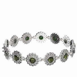 BG náramek  463 Stříbro 925 - rhodium Vltavín a  kubický zirkon