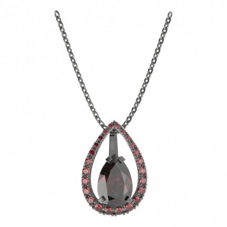 BG pendant drop stone  494-90 - Metal: Silver 925 - rhodium, Stone: Garnet
