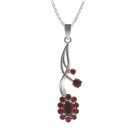 BG přívěs s centrálním oválným kamenem 517-P Stříbro 925 - rhodium Granát