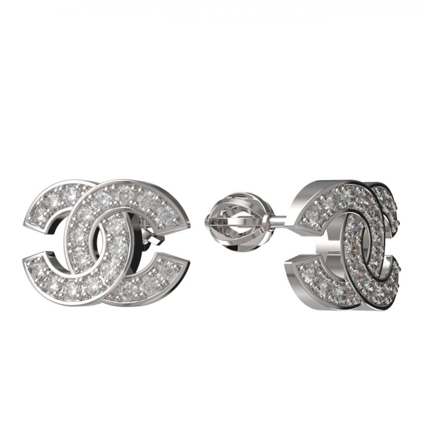BG zlaté náušnice polokruh 1372 Bílé zlato - 585 Diamant