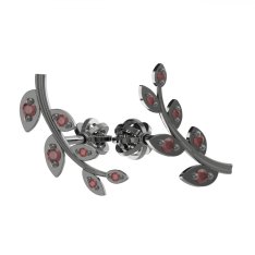 BG granátové náušnice větvička 1405 Stříbro 925 - ruthenium (30-90dní)