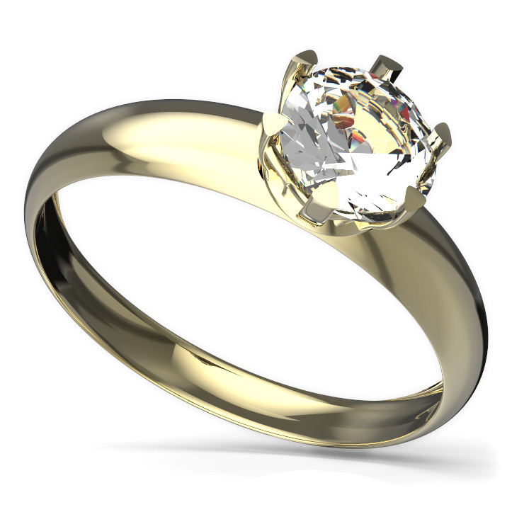 Zlatý prsten s diamantem, žluté zlato 585 – 876 (ZD32876T)
