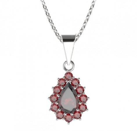 BG pendant drop stone 186-0 - Metal: Silver 925 - rhodium, Stone: Garnet