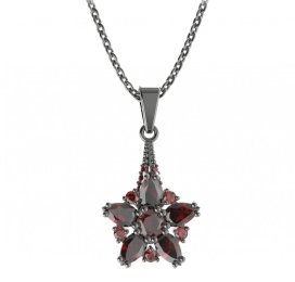 BG přívěs ve tvaru hvězdy 521-G Stříbro 925 - ruthenium (30-90dní) Granát