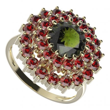 BG ring circular 457-I - Metal: Silver 925 - rhodium, Stone: Garnet