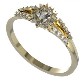 BG zlatý diamantový prstýnek 987 Žluté zlato - 585 Diamant lab-grown