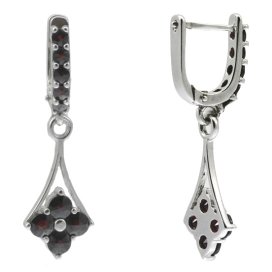 BG náušnice vsazeny kameny:český granát  871 Bílé zlato - 585 Granát