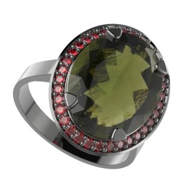 BG prsten oválný 729-I Stříbro 925 - ruthenium (30-90dní) Granát