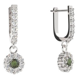 BG kulaté náušnice 088-94 Stříbro 925 - rhodium Vltavín a kubický zirkon