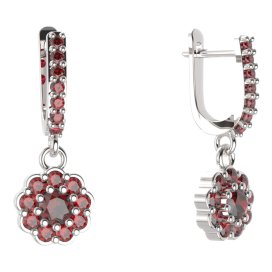 BG kulaté náušnice 453-84 Stříbro 925 - rhodium Granát