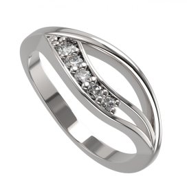 BG zlatý prsten 462 Bílé zlato - 585 Bílý kubický zirkon