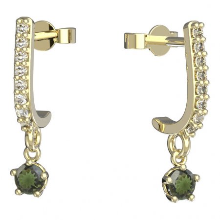 BG moldavit earrings -873 - Switching on: Puzeta, Metal: Yellow gold 585, Stone: Moldavite