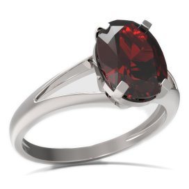 BG prsten oválný kámen 493-V Stříbro 925 - rhodium Granát