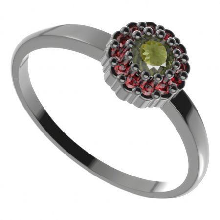 BG ring circular 452-I - Metal: Silver 925 - rhodium, Stone: Garnet