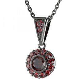 BG přívěs vsazený granát  744-1 Stříbro 925 - ruthenium (30-90dní) Granát