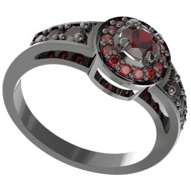 BG prsten kulatý kámen 651 Stříbro 925 - ruthenium (30-90dní) Granát