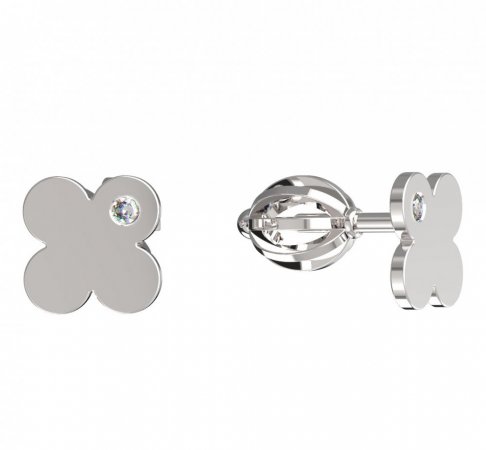BeKid, Gold kids earrings -828 - Switching on: Screw, Metal: White gold 585, Stone: White cubic zircon