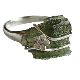 BG zlatý prsten, přírodní kámen-Vltavín 015