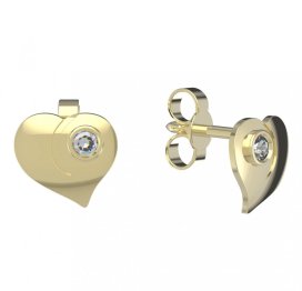 Zlaté dětské náušnice srdíčko s diamantem, žluté zlato 585, puzety – BeKid 1283
