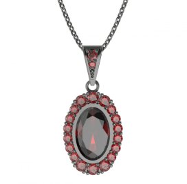 BG přívěs oválný 523-1 Stříbro 925 - ruthenium (30-90dní) Granát