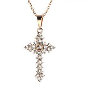 BG zlatý diamantový přívěšek křížek 264 Růžové zlato 585 (30-90dní) Diamant lab-grown