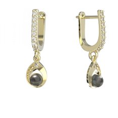BeKid dětské náušnice 1242 s černou perlou Žluté zlato - 585 Diamant