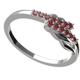 BG granátový prstýnek 1434 Bílé zlato - 585 Granát