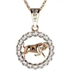 BG zlatý diamantový přívěšek Beran 044 Růžové zlato 585 (30-90dní) Diamant lab-grown