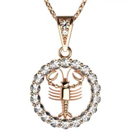Zlatý přívěsek znamení Rak s lab-grown diamantem, růžové zlato 585 – 044 (Zd14044G1)