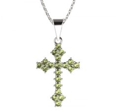 BG zlatý přívěšek křížek 263 Bílé zlato - 585 Zelený kubický zirkon