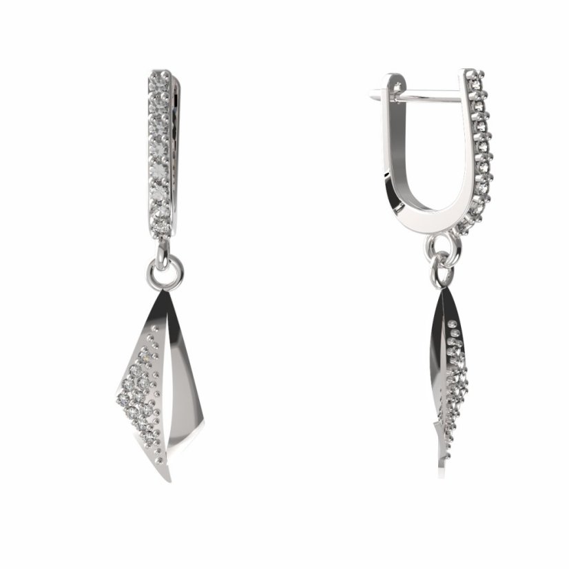 BG zlaté náušnice 1358 Bílé zlato - 585 Diamant