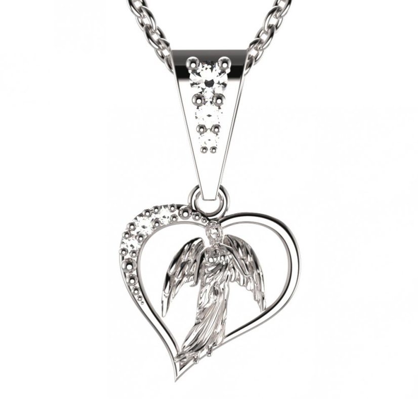 BG zlatý přívěšek anděl 1178 Bílé zlato - 585 Diamant