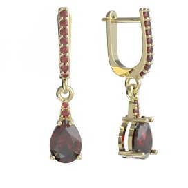 BG náušnice s kapkovitým kamenem 623 Stříbro 925 - pozlacené Granát