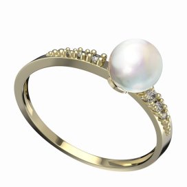 BG zlatý prstýnek s perlou 561 D Žluté zlato - 585 Kubický zirkon a perla