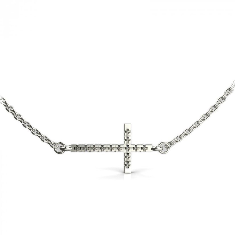 BeKid dětský přívěšek křížek 1165 s řetízkem Bílé zlato - 585 Diamant