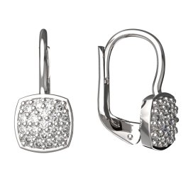 BG zlaté náušnice 1581 Bílé zlato - 585 Bílý kubický zirkon