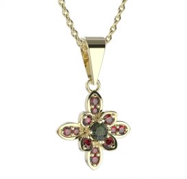 BG přívěs květ 404-0 Stříbro 925 - pozlacené Vltavín a granát