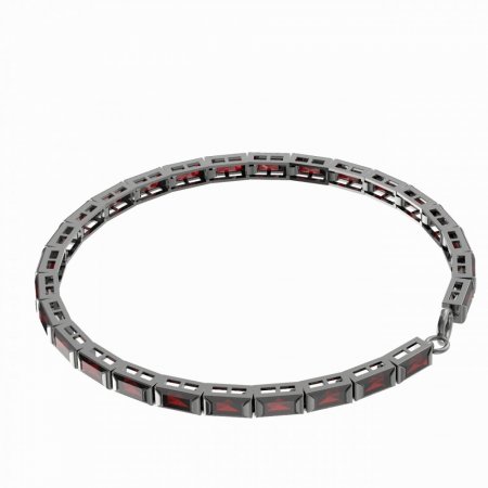 BG bracelet 535 - Metal: Silver 925 - ruthenium, Stone: Garnet