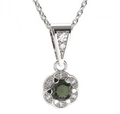 BG přívěs kulatý 994-1 Stříbro 925 - rhodium Vltavín a  kubický zirkon
