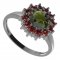 BG ring circular 098-I - Metal: Silver 925 - rhodium, Stone: Garnet