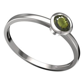 BG vltavínový prsten 555C Bílé zlato - 585 Vltavín