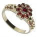 BG prsten 453-X kulatého tvaru - Kov: Stříbro 925 - rhodium, Kámen: Vltavín a granát