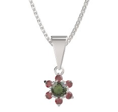 BG přívěšek 978 Stříbro 925 - rhodium Vltavín a granát