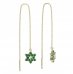 BeKid, Gold kids earrings -090 - Switching on: Chain 9 cm, Metal: Yellow gold 585, Stone: Green cubic zircon