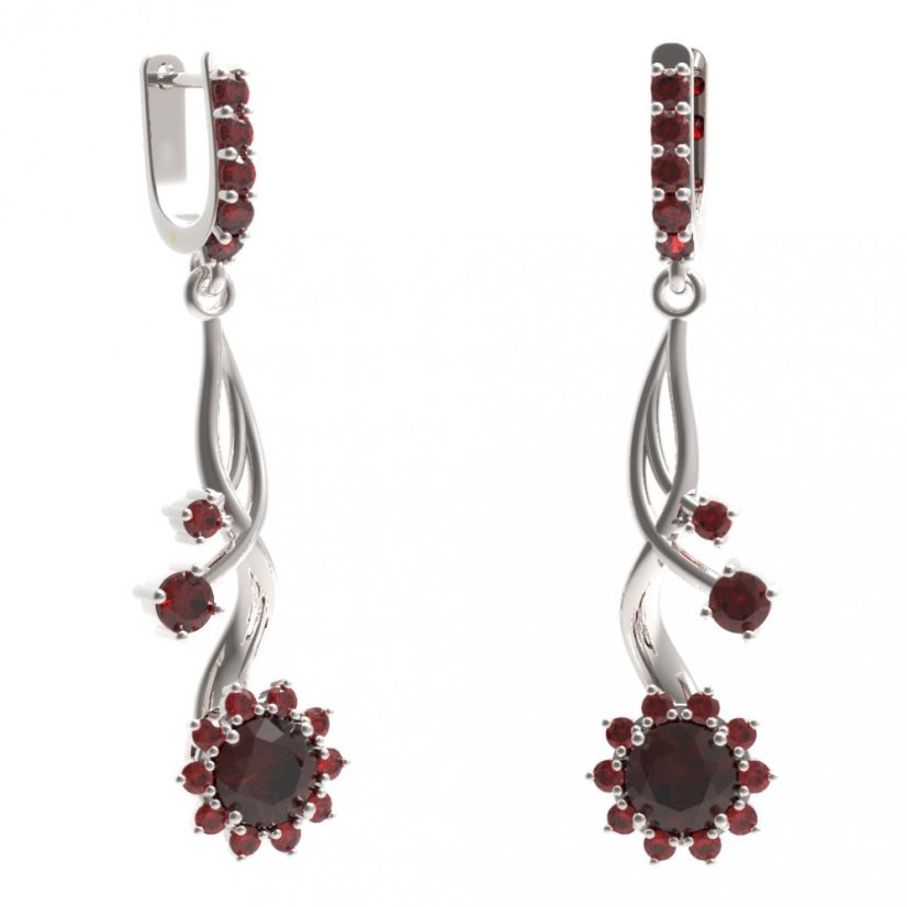 BG náušnice kruhováho tvaru 511-P93 Stříbro 925 - rhodium Granát