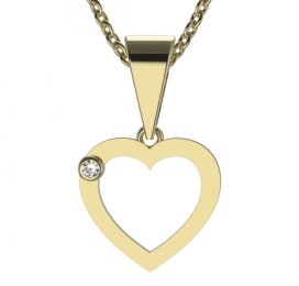 BG zlatý diamantový přívěšek srdíčko 1551 Žluté zlato - 585 Diamant lab-grown