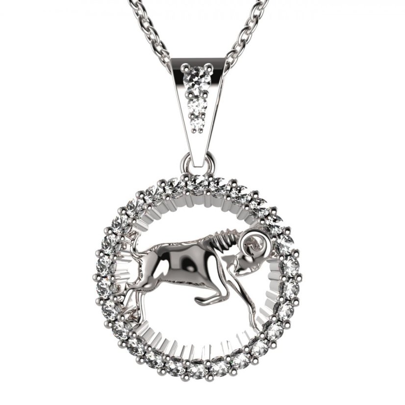 BG zlatý přívěšek Beran 045 Bílé zlato - 585 Diamant