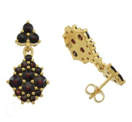 BG náušnice vsazený granát hvězdicový brus  232 Žluté zlato - 585 Granát