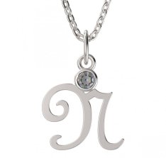 BeKid dětský zlatý přívěsek písmenko N - 1323 Bílé zlato - 585 Diamant