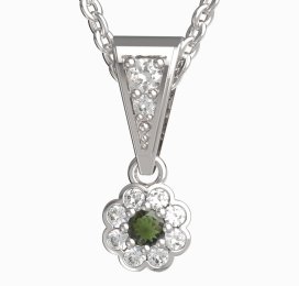 BG vltavín přívěšek 552 Bílé zlato - 585 Vltavín a diamant